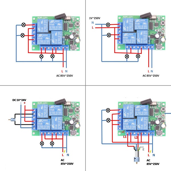 Différents chémas du récepteur 220V 4 sorties 10A Récepteur 220V 4 sorties 10A. Différents chémas du récepteur 220V 4 sorties 10A
